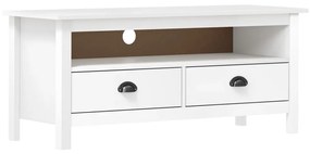vidaXL Comodă TV Hill, alb, 110x40x47 cm, lemn masiv de pin