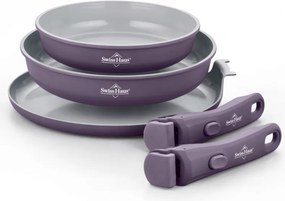 Set de tigai Swiss Haus SH-GCFP5LT, 5 piese, Acoperire ceramica Sapphire, Manere detasabile, Inductie, Violet