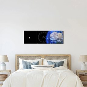 Tablou - Luna și Pământul (cu ceas) (90x30 cm)