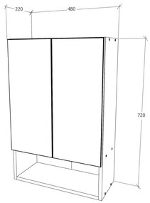 Corp haaus Zed, Suspendat, 2 Usi, Gri Lucios/Alb, MDF, L 48 x l 22 x H 72 cm