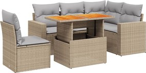 vidaXL Set canapele de grădină cu perne, 6 piese, bej, poliratan