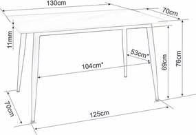 Masa de dining TALVEN cu blat ceramic din travertin 130x70 cm, travertin/casmir