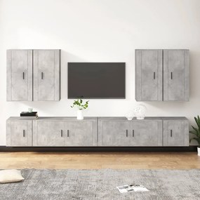 3188706 vidaXL Set dulap TV, 8 piese, gri beton, lemn prelucrat