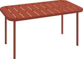 Outsunny Masă de cafea pentru grădină din oțel galvanizat, blat cu șipci, masă rectangulară cu colțuri rotunjite, 90x50x43cm, Roșu | Aosom Romania