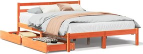 vidaXL Cadru de pat fără saltea, maro ceruit 140x200 cm lemn masiv pin
