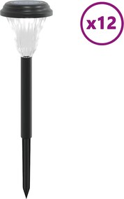 vidaXL Lămpi solare alei cu țăruși de pământ 12 buc., alb