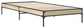 845057 vidaXL Cadru de pat, stejar sonoma, 75x190 cm, lemn prelucrat și metal