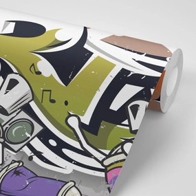 Tapet inscripție portocalie Street Art cu spray-uri
