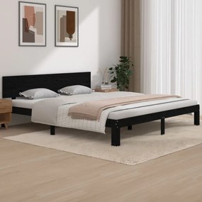 810514 vidaXL Cadru de pat Super King, negru, 180x200 cm, lemn masiv
