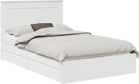 vidaXL Pat cu storage cu headboard Alb 120 x 190 cm Lemn compozit