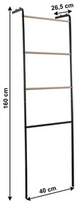 Cuier tip scară BUBY, metal, negru