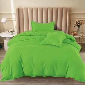 Lenjerie de pat cu elastic, uni, tesatura tip finet, pat 1 persoana, verde deschis, 4 piese, FJ1-84