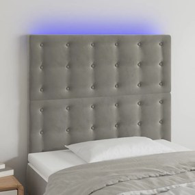 3122900 vidaXL Tăblie de pat cu LED, gri deschis, 100x5x118/128 cm, catifea