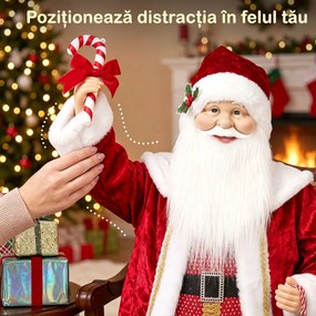 HOMCOM Moș Crăciun Animat cu Muzică și Dans 120 cm, Brațe Reglabile, Decor Crăciun Roșu | Aosom Romania