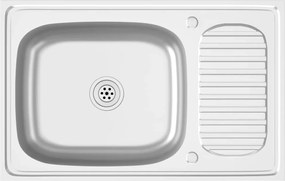 vidaXL Chiuvetă bucătărie cu scurgător, argintiu 800x500x155 mm oțel