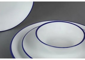 Set de veselă din porțelan, 24 piese, alb/albastru