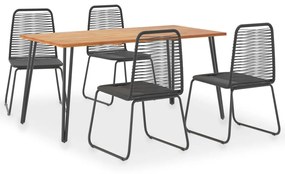 3054414 vidaXL Set mobilier de exterior 5 piese lemn masiv acacia și poliratan