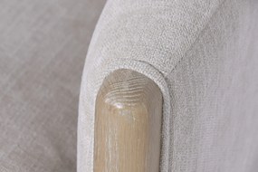 Fotoliu tapițat din stofă bej gri, structură din lemn de frasin, 82 x 82 x 82 cm, „Sable"