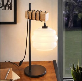 BRILAGI - Lampă de masă WOOD GLASS 1xE27/40W/230V maro/negru/alb