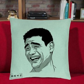 Perna Decorativa Yao Ming Meme, 40x40 cm, Verde Menta, Husa Detasabila, Perna Inclusa, BEKZ®