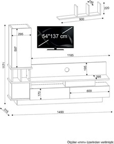 Perete TV Como White și Cordoba
