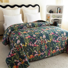 Cuvertura de pat MYSTIC GARDEN verde inchis Dimensiune: 170 x 210 cm
