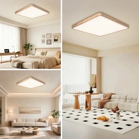 BRILAGI - Corp de iluminat LED dimabil WOODLINE SQUARE LED/180W/230V, finisaj stejar, 100x100 cm + telecomandă