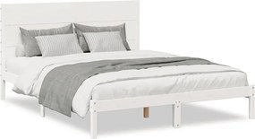 vidaXL Cadru pat foarte lung fără saltea, alb, 140x220 cm lemn masiv