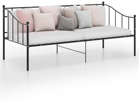 Cadru de pat canapea, negru, 90x200 cm, metal Negru