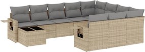 vidaXL Set canapele de grădină cu perne, 11 piese, bej, poliratan