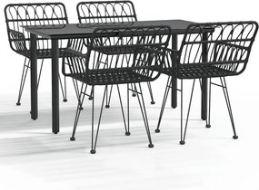 vidaXL Set mobilier de grădină, 5 piese, negru, poliratan