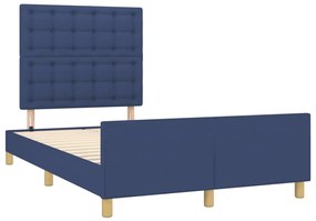 3270547 vidaXL Cadru de pat cu tăblie, albastru, 120x190 cm, material textil
