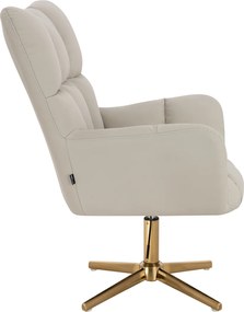 HR650CROSS Scaun Ecru Piele Ecologica Premium Soft cu Bază Aurie