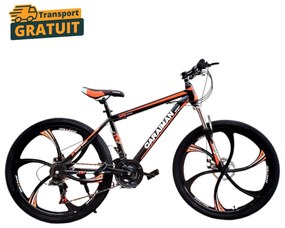 Bicicleta Caraiman, roti 24 sau 26 inch, cadru otel, frane pe disc, portocalie, BC86