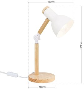 Veioza/Lampa de birou reglabila ANIKA lemn/alb