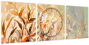 Tablou - Plante pictate (cu ceas) (90x30 cm)
