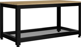 vidaXL Măsuță de cafea, maro deschis & negru, 90x45x45 cm, MDF și fier