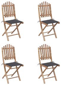 3063960 vidaXL Set mobilier de exterior pliabil, cu perne, 5 piese, bambus