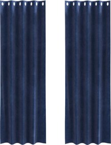 vidaXL Perdele opace 2 pcs Albastru închis 140 x 260 cm Catifea