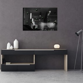 Tablou abstract - bilele verzi (90x60 cm)