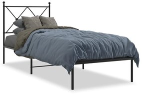 376492 vidaXL Cadru de pat metalic cu tăblie, negru, 75x190 cm