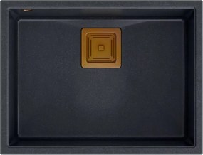 Chiuveta compozit sub blat Quadron Unique David 50 negru - cupru 55x42 cm