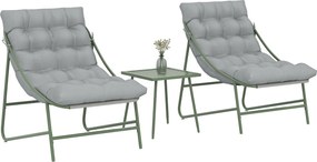 Outsunny Set de grădină 3 piese cu 2 scaune lounge, masă de cafea și perne pentru exterior terasă balcon gri deschis | Aosom Romania