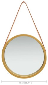 Oglinda de perete cu o curea, 40 cm, auriu 1, Auriu,    40 cm