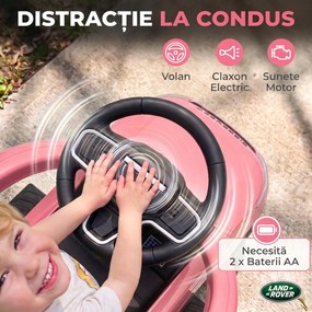 AIYAPLAY Mașinuță Ride-on Land Rover cu Mâner și Barieră, din PP și Oțel, 84 x 40 x 94,5 cm, Roz | Aosom Romania