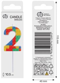 Colorat Pick Blocks Lumânare pentru tort cifră 2, bloc de construcție