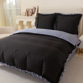 Lenjerie de pat din microfibra RUFFORA negru-gri Dimensiune lenjerie de pat: 70 x 80 cm | 140 x 200 cm