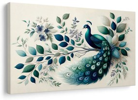 Tablou păun elegant printre frunze