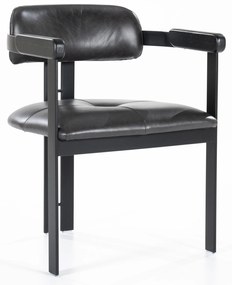 Scaun Morris din piele si metal negru
