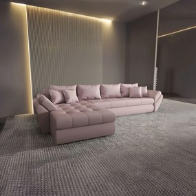 Colțar extensibil dumonde cu ladă de depozitare si sezut confortabil din spuma high-density, Loana XL Enjoy Flamingo 335x185 cm